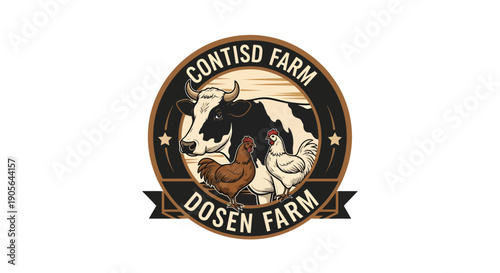 Contiso Farm Dosen Farm logo with cow and chickens.