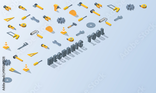 Mechanic tool isometric background vector design
