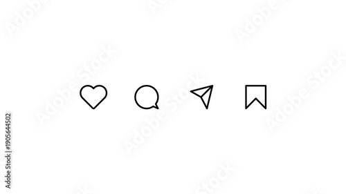 Like comment share social media animation reel count on white screen