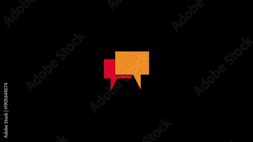 mail icon animation. Neon glowing Message box icon. SMS icon on black background
