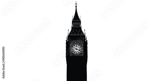 Iconic big ben clock tower at night london landmark in silhouette with illuminated clock face