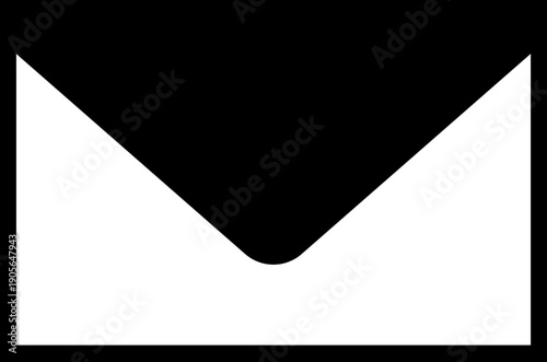 Solid Black Envelope Icon White Line Email Symbol Minimalist Glyph