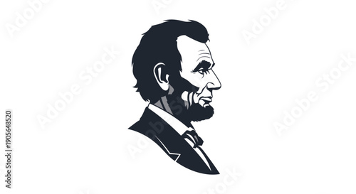 Illustration of Abraham Lincoln in Profile View on White Background