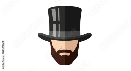 Gentleman with a Top Hat and Beard Illustration