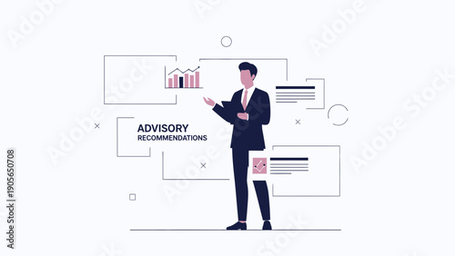Business Advisor Presenting Financial Growth Chart and Recommendations