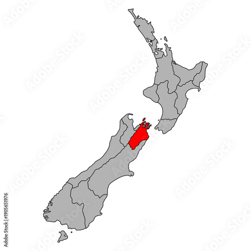 Marlborough of New zealand map shape, travel web flat concept icon vector illustration .
