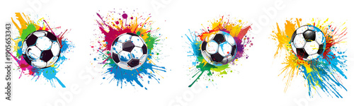 Colorful Soccer Ball Paint Splash Illustration Transparent Background