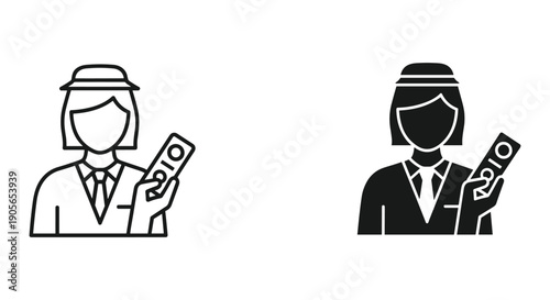 Business Professionals Exchanging Money in Formal Attire, Simple Line Art Style