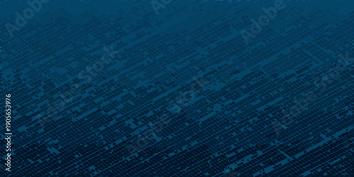 Abstract dark blue background with a textured digital grid pattern