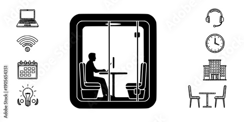 Acoustic Coworking Phone Booth Quiet Pod Icon