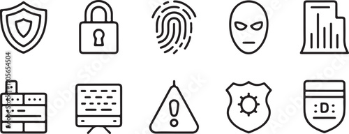 Cybersecurity and Digital Law Enforcement Icons Vector