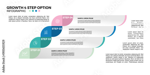 Infographic vector timeline 4 step option for business presentations, annual reports, marketing, banners, business websites. Vector editable