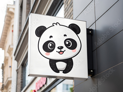 cute cartoon panda signboard