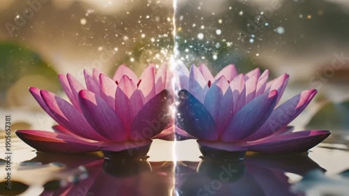 Wallpaper Mural Lotus flower in water with light, serene meditation Torontodigital.ca
