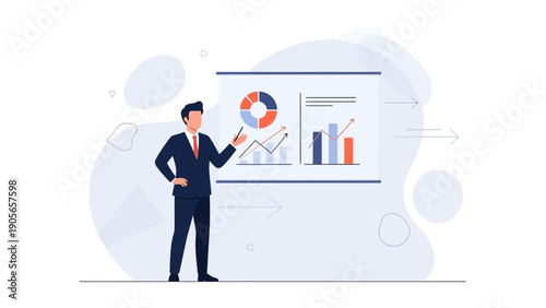 Businessman presenting financial growth chart at presentation