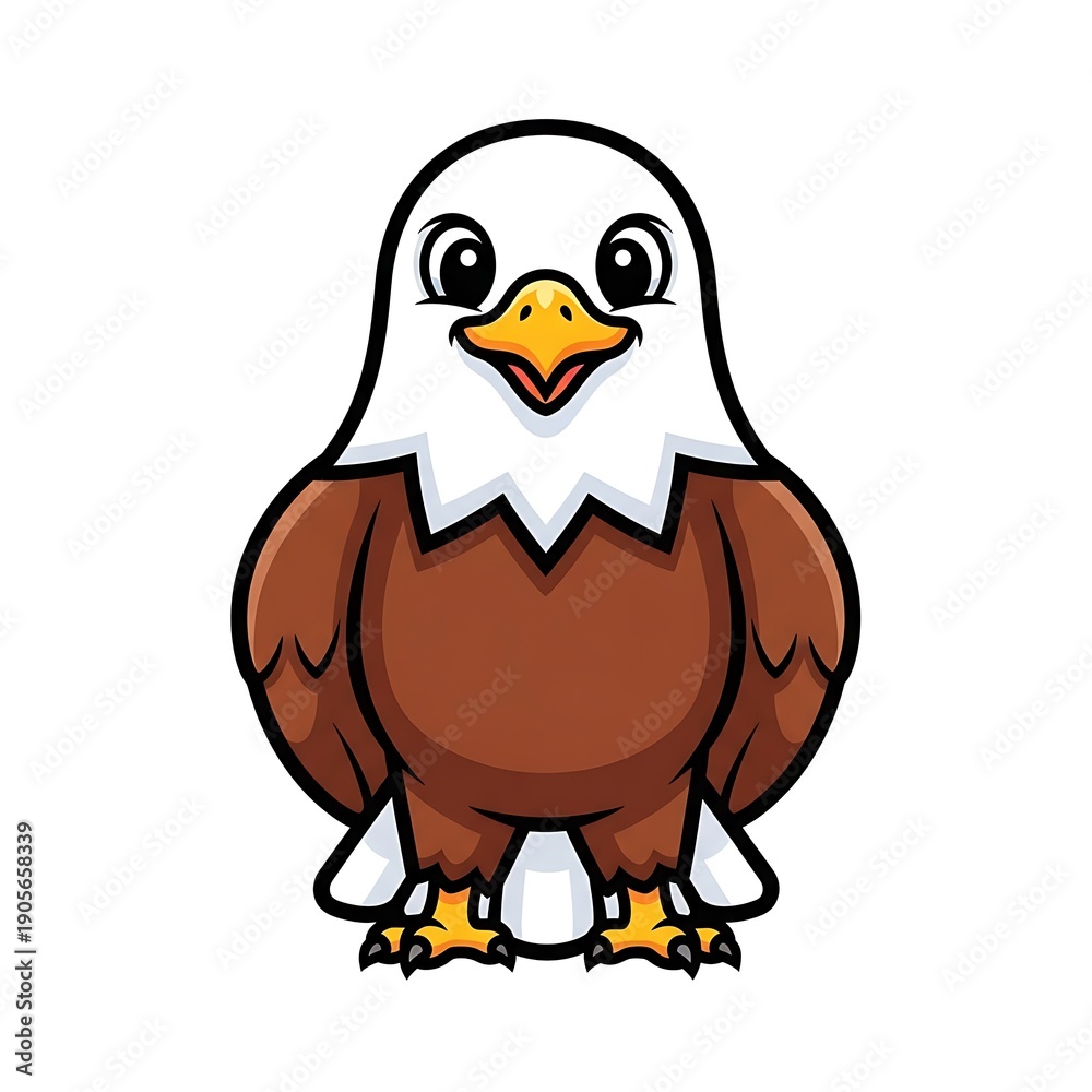 Naklejka premium Cartoon Eagle Illustration with White Background.