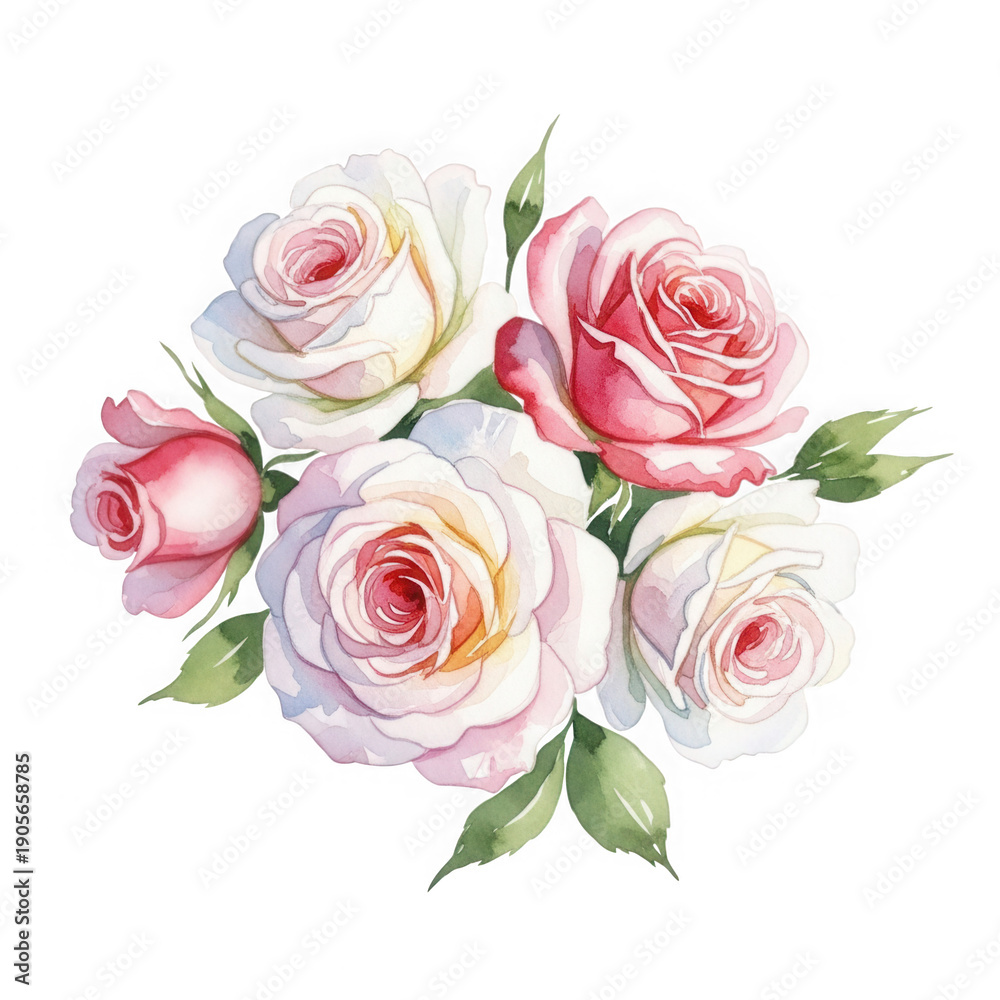 Naklejka premium Beautiful bouquet of pink and white roses isolated on transparent background