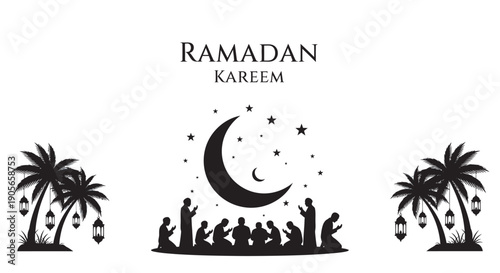 Tropical Ramadan Kareem silhouette