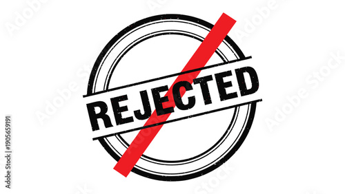 Rejection Stamp: A bold red REJECTED stamp conveys a clear message of denial. A symbol of disapproval and refusal.
