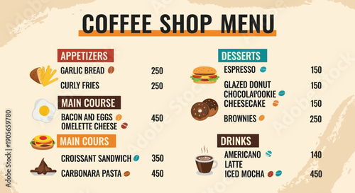 Coffee Shop Menu Board with Various Options.