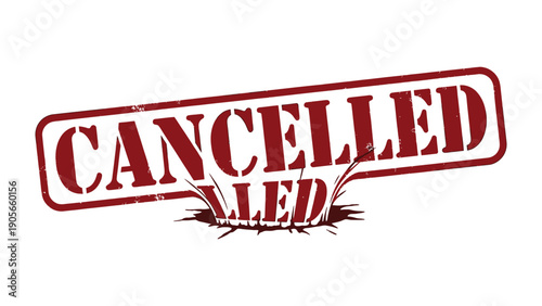 Cancellation Stamp: A bold red cancellation stamp imprinted over a surface. Demonstrating the essence of elimination and cessation.
