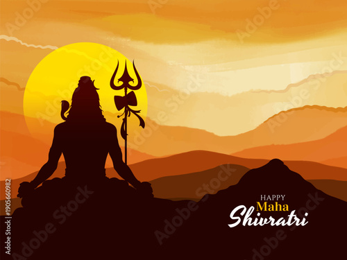 Happy Maha Shivratri Indian festival card with Lord Shiva