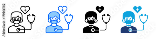 Patient Care Icon Set Multi Style Vector Illustration