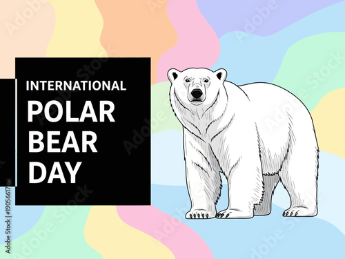 International polar bear day illustration with polar bear