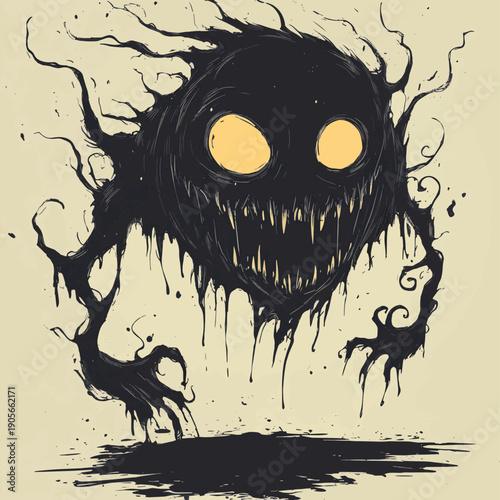 scary halloween monster , vector style simple color