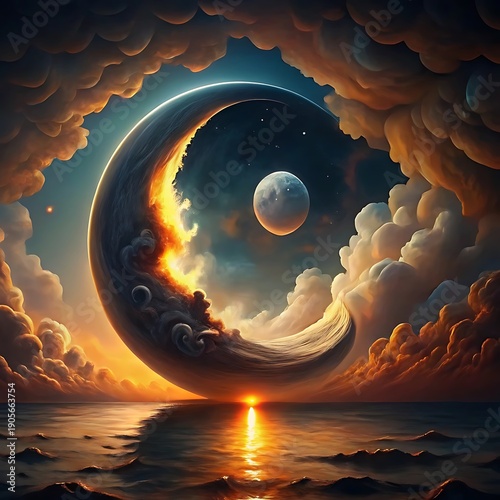 full moon over the sea