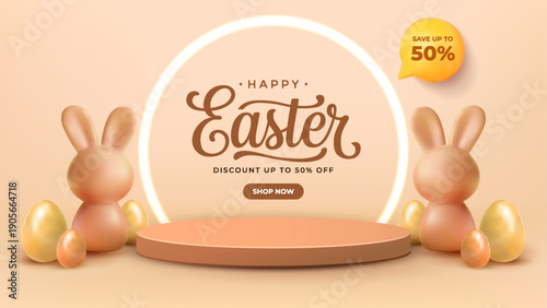 Happy Easter Sale Discount Podium Stage 3D Product Display