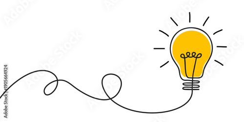 Lightbulb idea concept banner, creative concept bulb sign hand drawn, innovations symbol