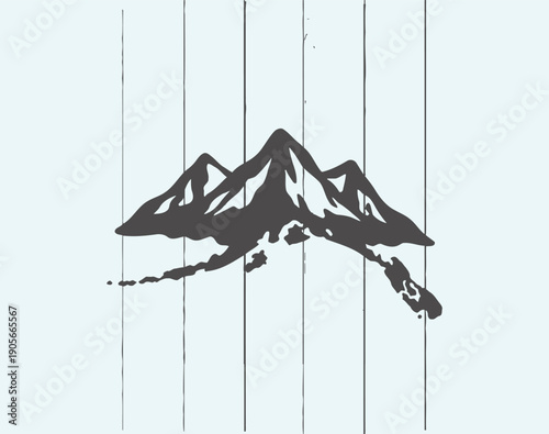 Mountain range silhouette on a white background with vertical lines