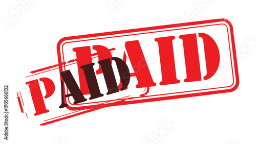 Financial Seal of Approval: A bold red PAID stamp, signifying transaction completion. perfect to illustrate the finality of payments and settlements.