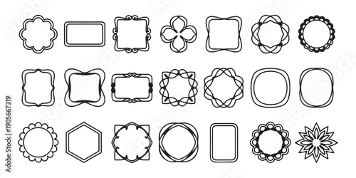 A diverse set of decorative frames and borders featuring various shapes and ornamental styles