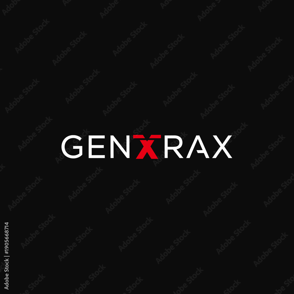 Fototapeta premium GEN X RAX Logo Design with Red X Accent on Black Background