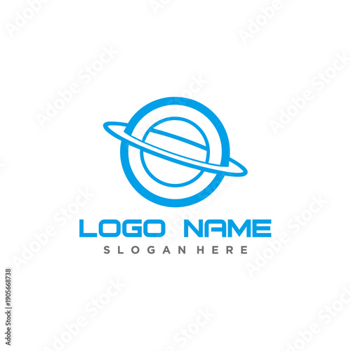 Blue Orbit Logo - Modern Planet Ring Icon for Technology and Space
