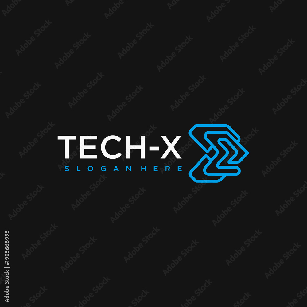 Obraz premium Tech X Logo Futuristic Abstract Symbol For Technology And Innovation On Black Background