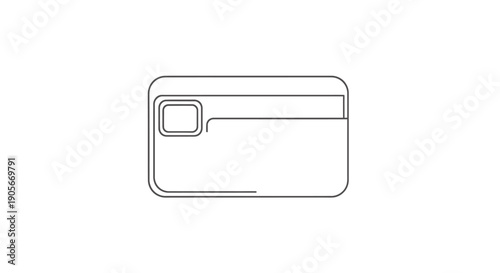 Simple line art icon of a credit card with a chip and magnetic stripe, representing payment and finance.
