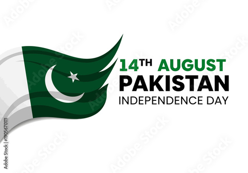 14th august pakistan independence day waving flag graphic