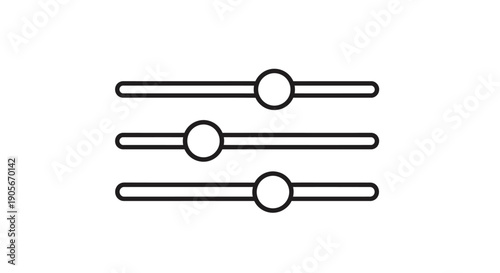 A simple black and white outline icon depicting three horizontal sliders, commonly used for settings, adjustments, or controls in digital interfaces.