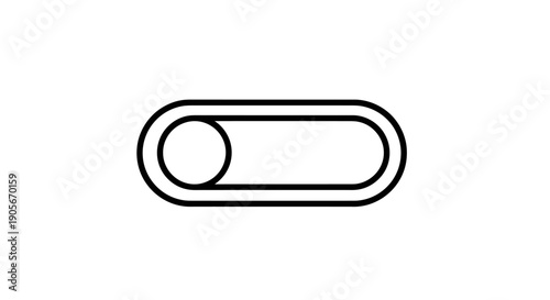 Simple line art icon of a toggle switch in the off position, representing a user interface control element for digital applications.