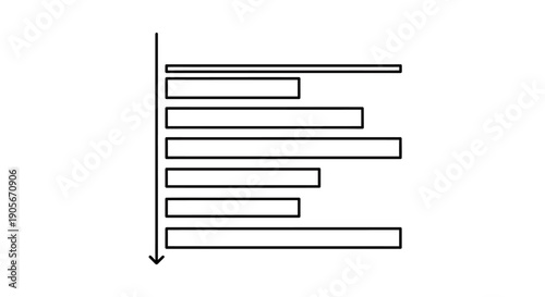 Simple black and white illustration of a horizontal bar chart with varying bar lengths and a vertical axis.