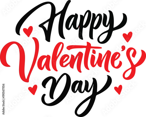 Valentine's Day Greeting: Expressing love and affection, this heartfelt design, with Happy Valentine's Day lettering, celebrates the spirit of romance. 