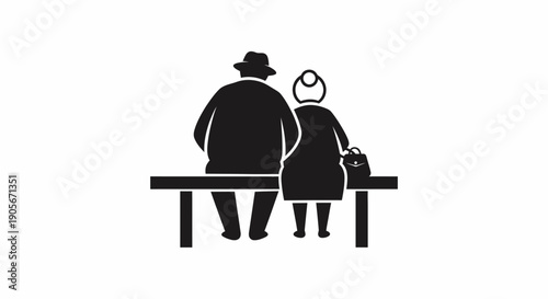 Elderly Couple Sitting Together on a Bench.