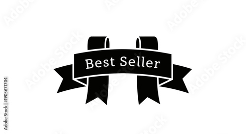 Black Best Seller Label or Badge on White Background.
