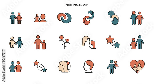 Collection of Sibling Bond Icons and Symbols.