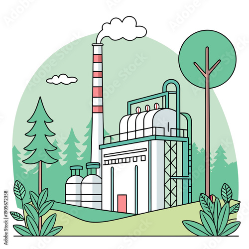 Clean Industrial Refinery Scene, Eco-Friendly Future