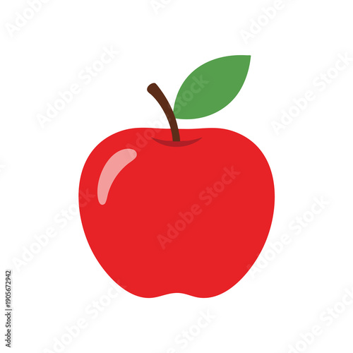Fresh Red Apple with Green Leaf for Healthy Eating and Nutrition
