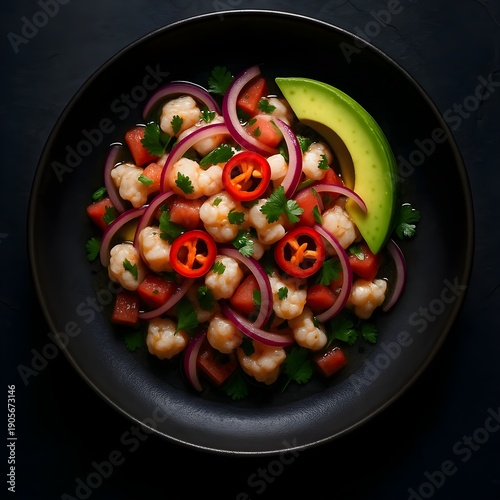 Top view of Mexican Fresh colorful vegetables cooking in a frying pan for a healthy and delicious meal